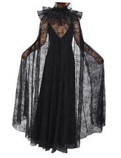 Lace Long Cloak Black Halloween Costumes Cape Full Length Cosplay Sheer Capes