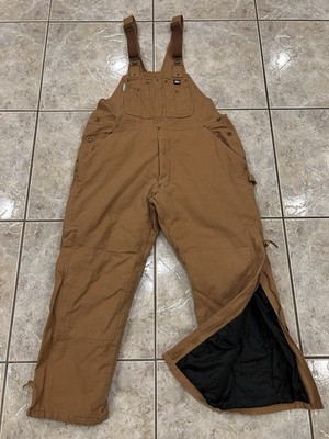 Mens L RUGGED WEAR Quilted Lined THINSULATE Insulated Duck Canvas Bib Overalls
