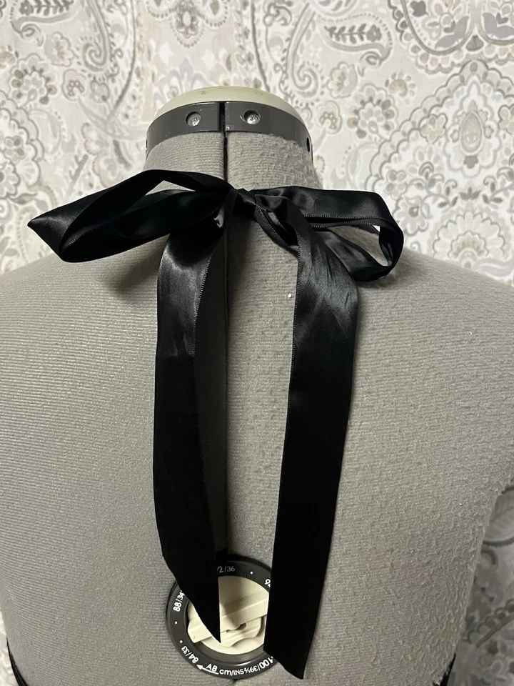 Adore Me Negro Lentejuelas Lazo Corsé Lencería Top Mujer Mediano Halter Foto 4 de 4