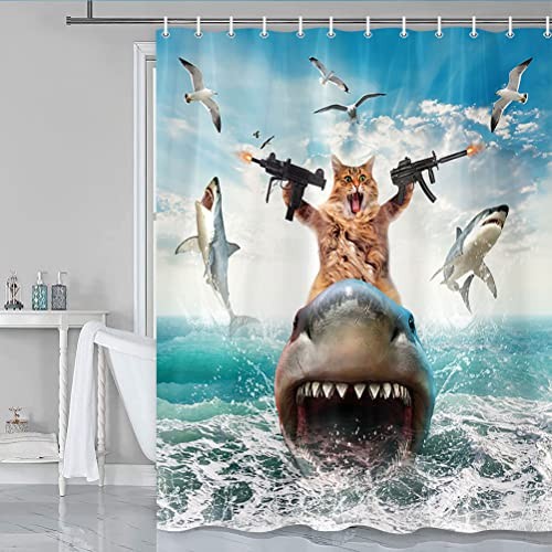 Lustiger Katzen Duschvorhang für 70"B x 69"L (1er Pack), braun - Bild 2 von 5