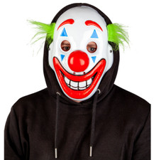 Máscara de Payaso Feliz con Pelo Adultos Halloween Terror Terror Circo Vestido Elegante