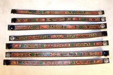 12 HAND PAINTED LEATHER HIPPIE RETRO BRACELETS new mens womens fashion bracelet