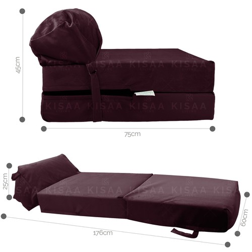 VELVET Fold Out Sofa Bed Sleep Over Guest Single Futon Sofa Z Bed Seat - Picture 13 of 37