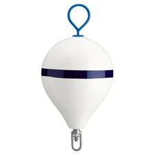 Polyform 17" CM Mooring Buoy w/Galvanized Iron - White Blue Stripe [CM-3 WHITE