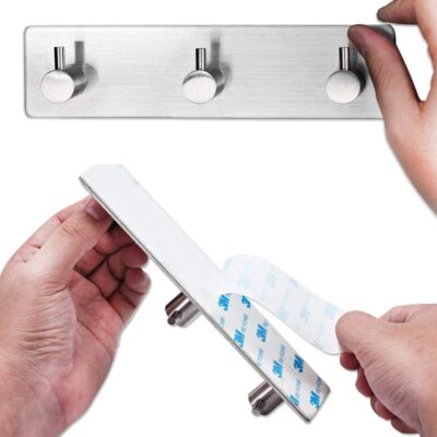 3 Haken selbstklebend Aufhänger Mantel Handtuch Bademantel Gestell Schiene Wandhalterung Edelstahl  