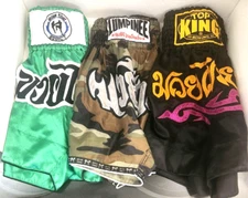 3 Muay Thai Embroidered Boxing Shorts Muay Thai Addict, Lumpinee, Top King NICE