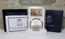 2010-P Boy Scouts of America - Silver Dollar with U.S. Stamps - Very Nice! W2