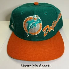 Vintage 90's MIAMI DOLPHINS Apex One SnapBack *SCRIPT* HAT NEW Old Stock NWOT