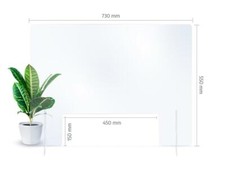 73x55 cm Spuckwand mit Durchreiche - Thekenaufsatz als Spuckschutz -transparent