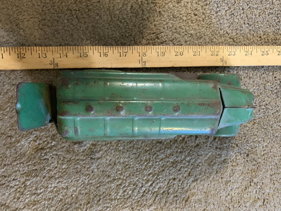 1930's Vintage Rara Verde Wyandotte Servicio Van Antiguo Prensado Acero Toy Car - Imagen 4 de 4