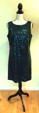 Vince Camuto NWT Teal and Black Sequined Party Dress, Size 10