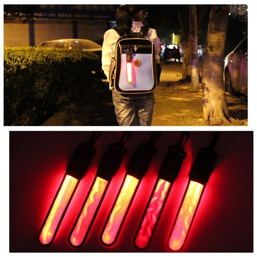 REFLECTIVE CLIP-ON STRIP LED Tag Band Light for Back pack purse belt coat Safety - Picture 9 of 17