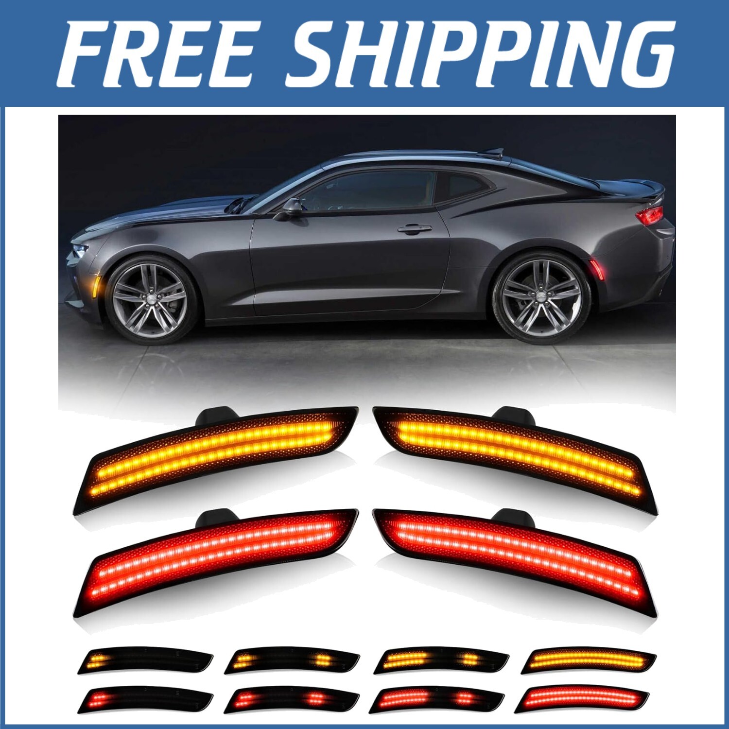 Dynamic Amber & Red LED Side Marker Lights for 2016-2023 Che