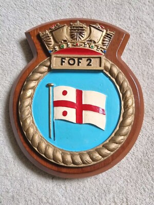 Vintage Royal Navy Flagge Offizier 2. Flottille bemalt Schiff Wappen Schild Plakette