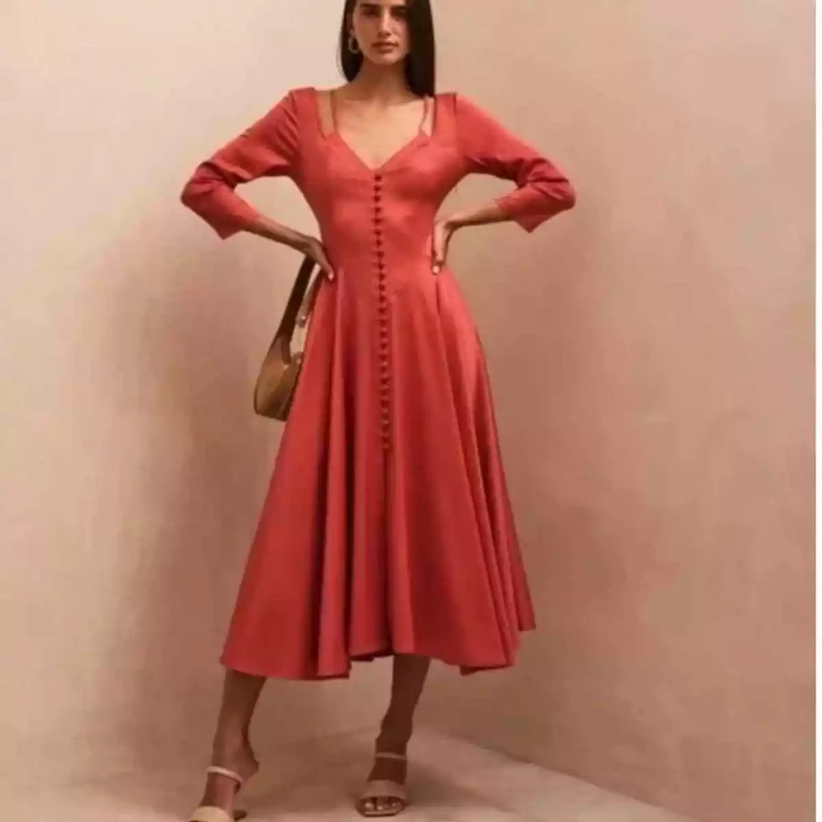 Cult Gaia Kiara Midi A line Dress in Chili sz M