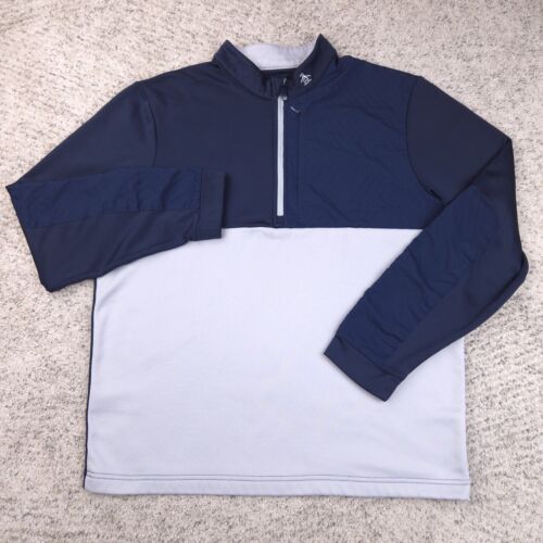 Original Penguin Pullover Mens Large *LT STAINS* Quarter Zip Sweater Fleece Navy