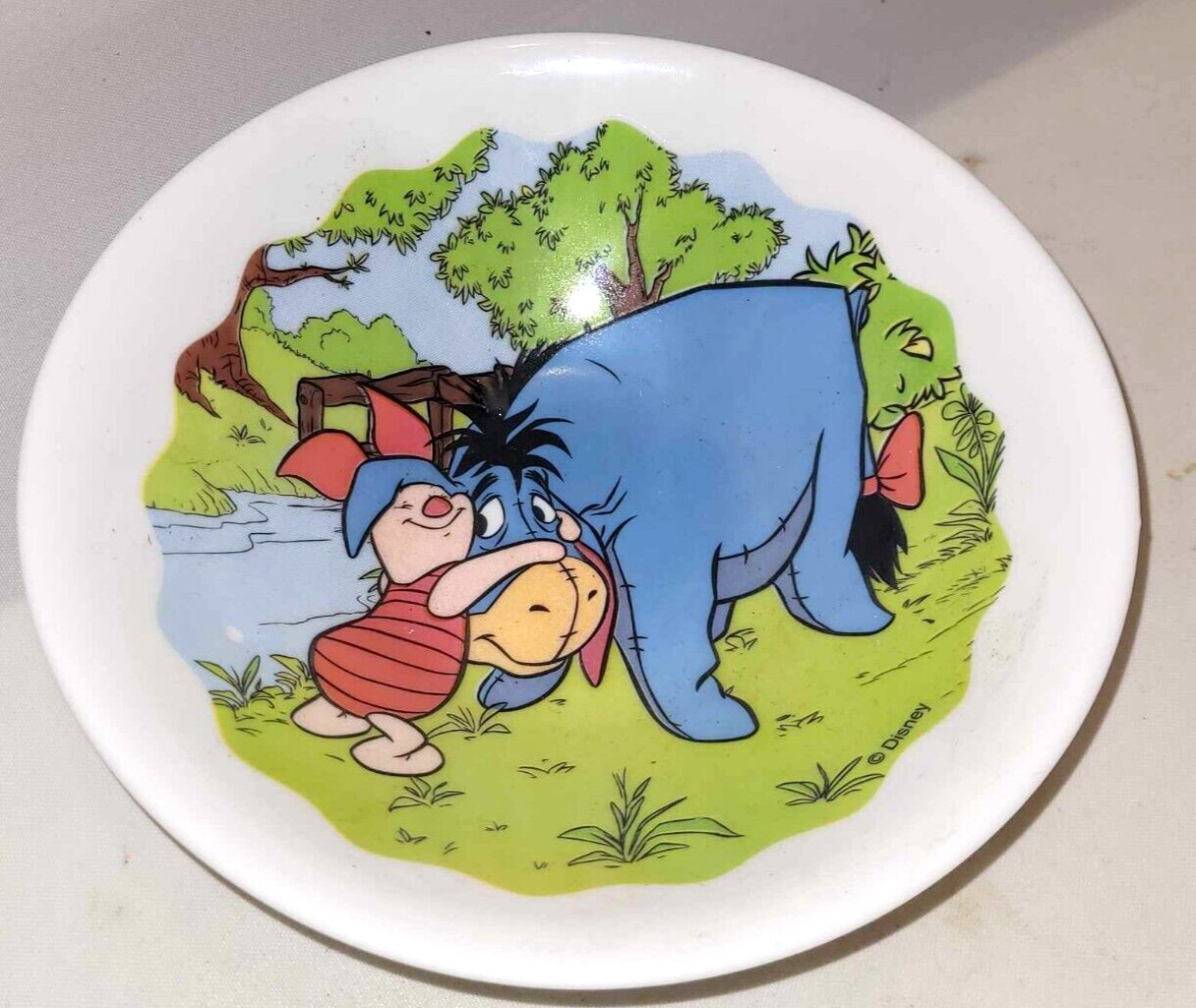 Disney Winnie the Pooh Arcopal France Milk Glass Cereal Bowl Eeyore &piglet