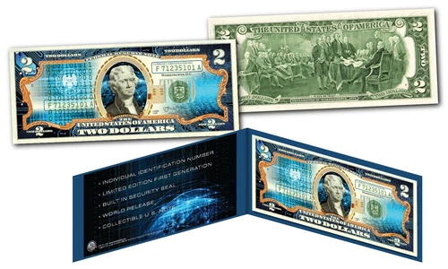 Cryptocurrency Block Chain Physical Commemorative Genuine Tender U.S. $2 Bill