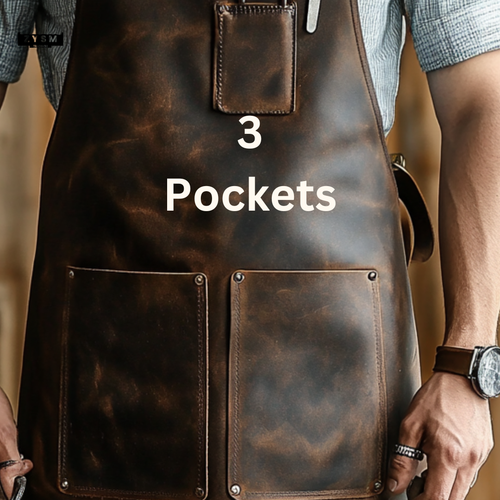 Leather Apron for BBQ, Woodworking, and Crafting - Pure Cowhide Leather Apron - Picture 5 of 8
