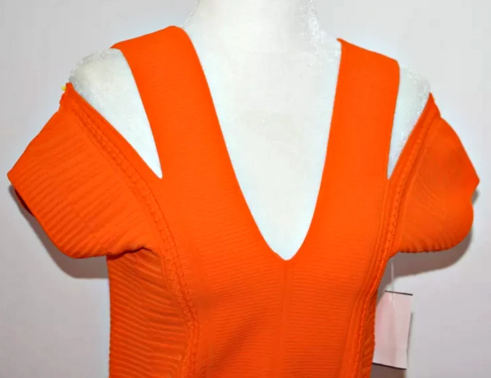 Abito body Versace con ritagli spalle stile fascia arancione taglia US M IT 44 $2230