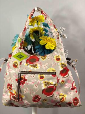 NWT OILILY Florals Grey Canvas Hobo Shoulder Bag