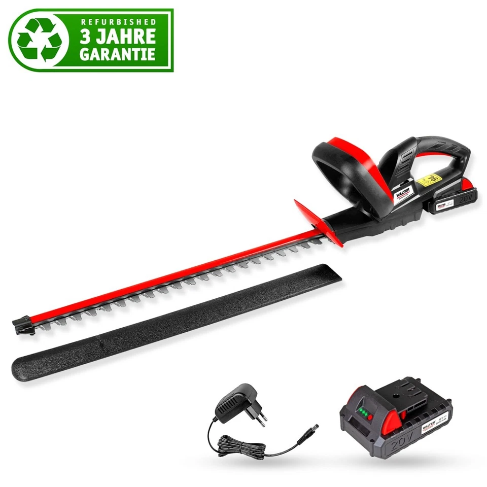 WALTER Refurbished Akku Heckenschere 20 V inklusive Akku, Heckentrimmer