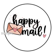 30 HAPPY MAIL ENVELOPE SEALS LABELS STICKERS 1.5" ROUND GIFTS