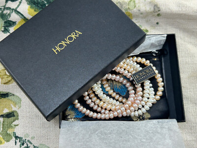 HONORA Hellrosa/Weiß Farbtöne Erweiterbare Perlen Armbänder 6er Set NEU IM KARTON