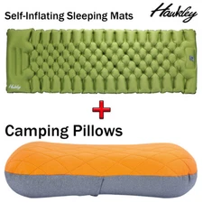 Lightweight Portable Camping Self-Inflating Sleeping Pad+Camping Pillows 2PCS
