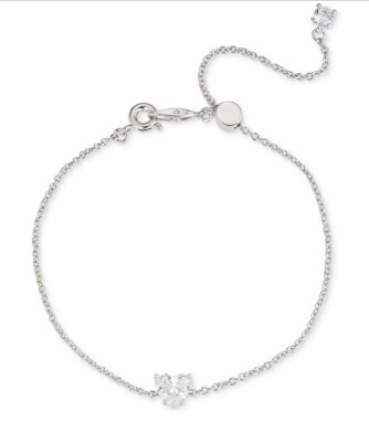 $55 Eliot Danori Slider Bracelet Cubic Zirconia Heart Silver Tone