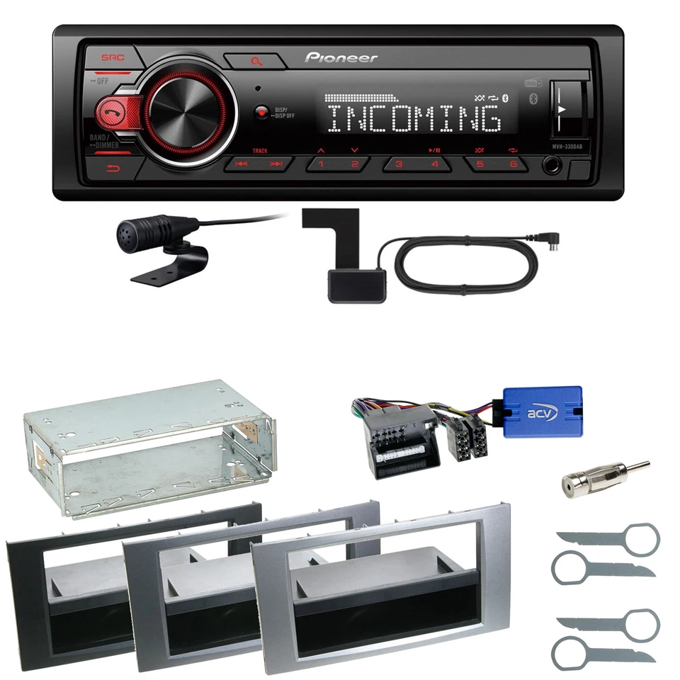 Pioneer MVH-330DAB Bluetooth DAB Einbauset für Ford Focus C-Max Fiesta Transit - Bild 1 von 1