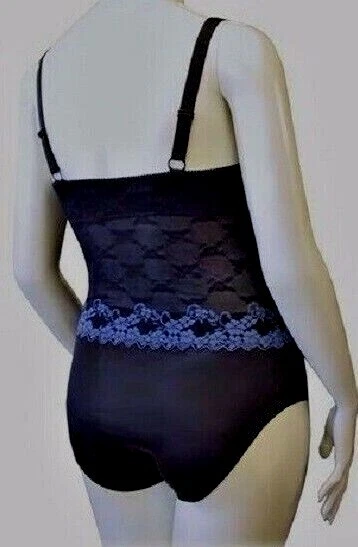 Faja modeladora corporal CROWNETTE de encaje NEGRO AZUL # 17-0368-5 NUEVA CON ETIQUETAS 38D 40D 42DD   Foto 4 de 4