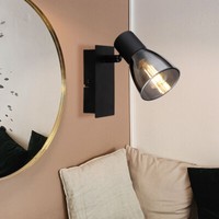 Wandleuchte Wandlampe Wandstrahler Schwarz Rauchglas Leselampe Schwenkbar H 14Cm