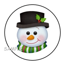 30 SNOWMAN FACE CHRISTMAS ENVELOPE SEALS LABELS STICKERS 1.5" ROUND