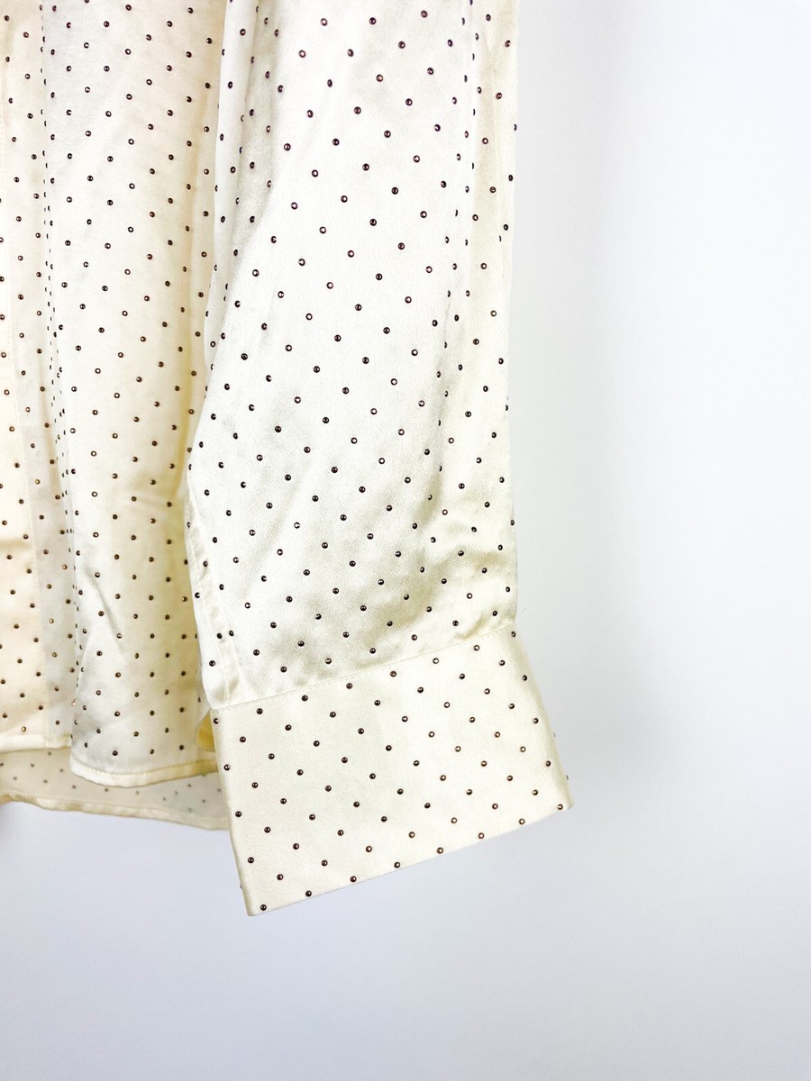 Saint Laurent Paris Studded Silk Satin Long Sleeve Shirt