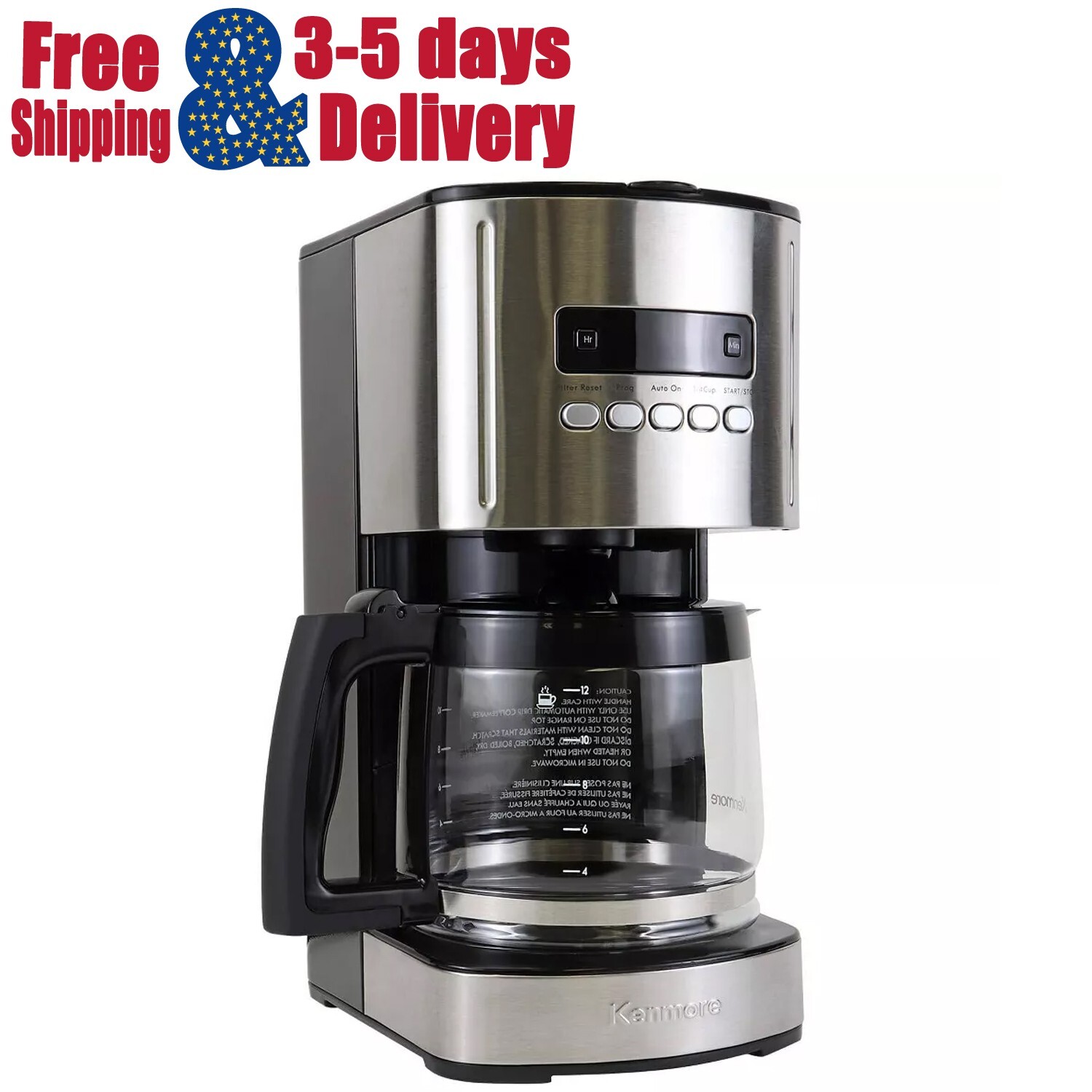 Kenmore 40706 12Cup Programmable Coffee Maker Stainless Steel / Grey