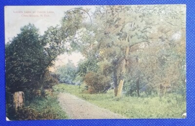 1908 Vintage Post Card: Lovers Lane at Delvis Lake, Chatautauqua, N. Dak. (ND)