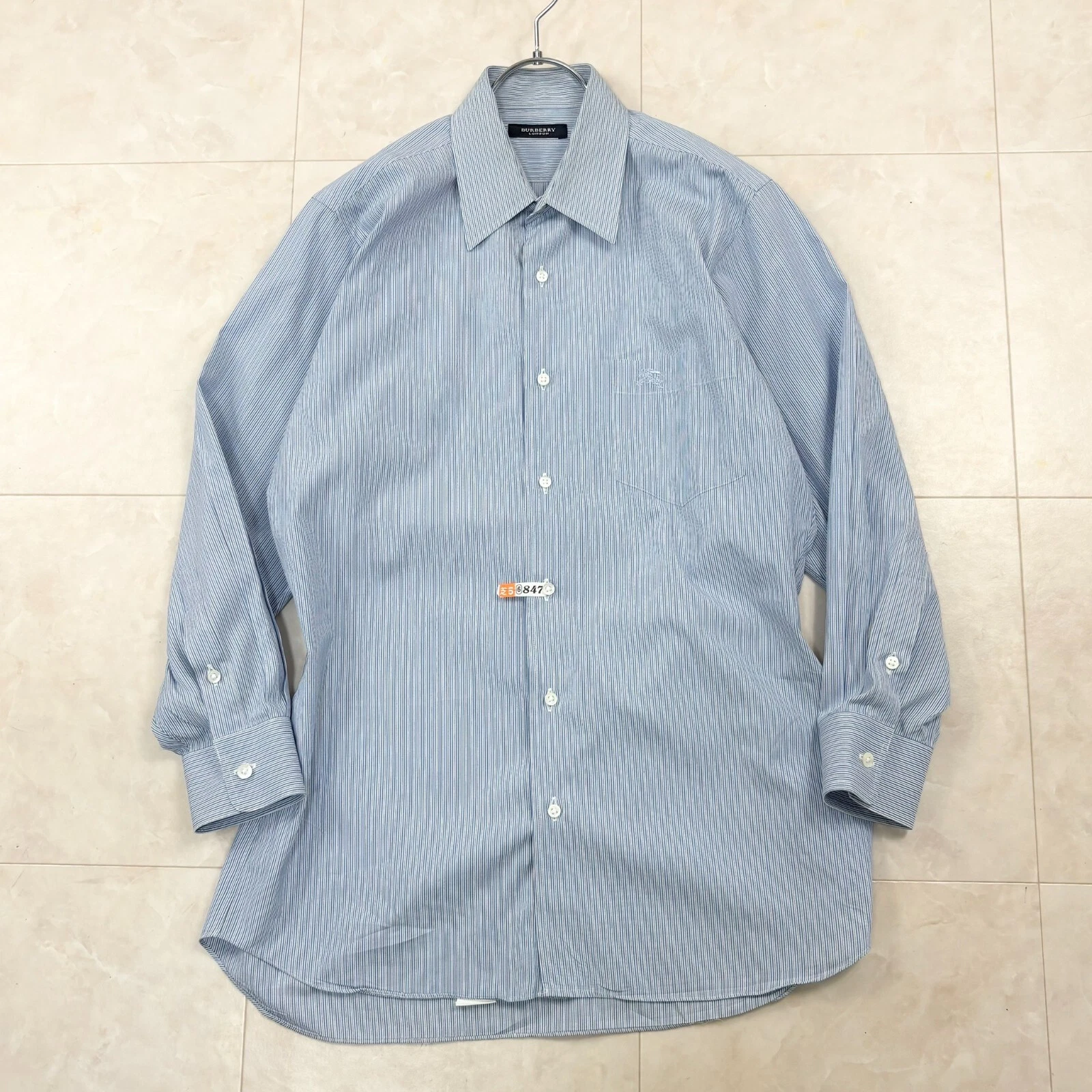 Camicia elegante uomo Burberry London righe blu 100% cotone personalizzata made Japan