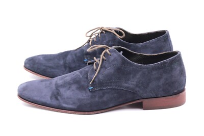 BUGATTI Herren Business Schuhe Halbschuhe EUR 42 UK 8 Blau Voll Leder Wildleder