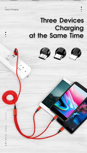 1,2m Multi USB Handy Ladekabel 3in1 USB-C Micro für iPhone Samsung Schnellladung