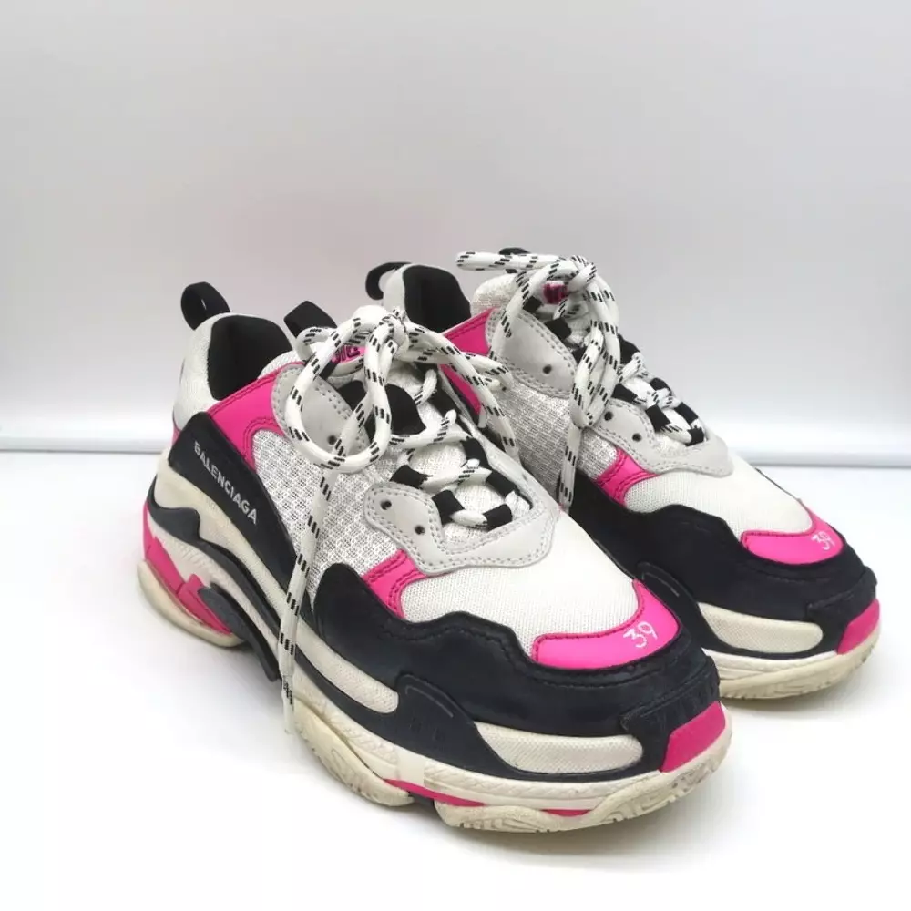 Balenciaga Triple S Sneakers White Mesh & Pink Leather Size 39