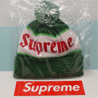 Supreme Alpine Beanie Green FW22 NEW Pompom Cuff Jacquard Knit