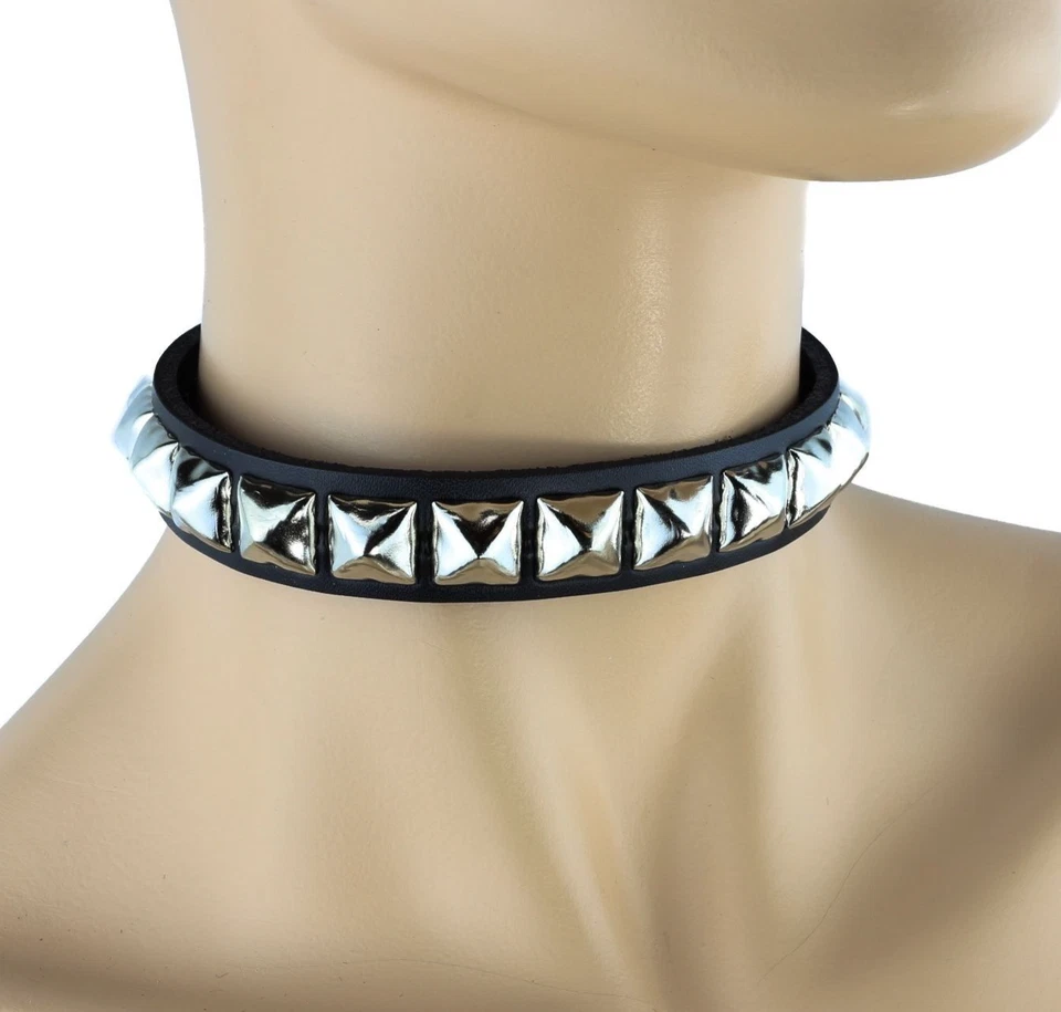 Gargantilla Clásica Gótica Cuello Punk Tachonado Cuero Genuino Hecha en Estados Unidos Estilo Años 70 Foto 2 de 4