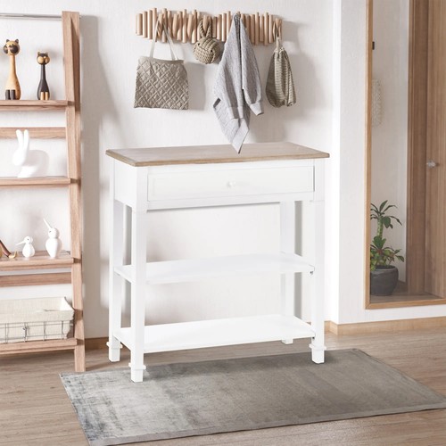 Wide Console Table with Drawer MDF Hallway Side Table Entryway Storage White - Picture 4 of 12