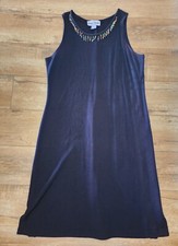 Vintage Ronni Nicole By Ouida USA MADE Tank Dress 14 Black Stretch Beaded Collar