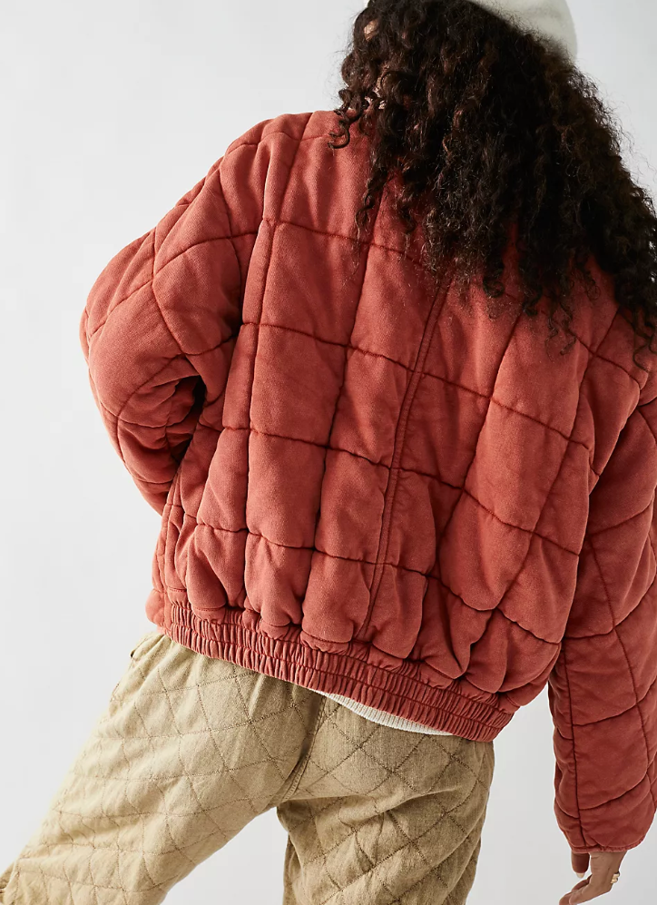 $198 NWT FREE PEOPLE SzL DOLMAN SLEEVE QUILTED KNIT ZIP JACKET