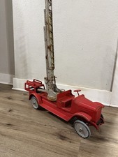 1920s Buddy L Pressed Steel Hydraulic Aerial Ladder Fire Truck Original Survivor