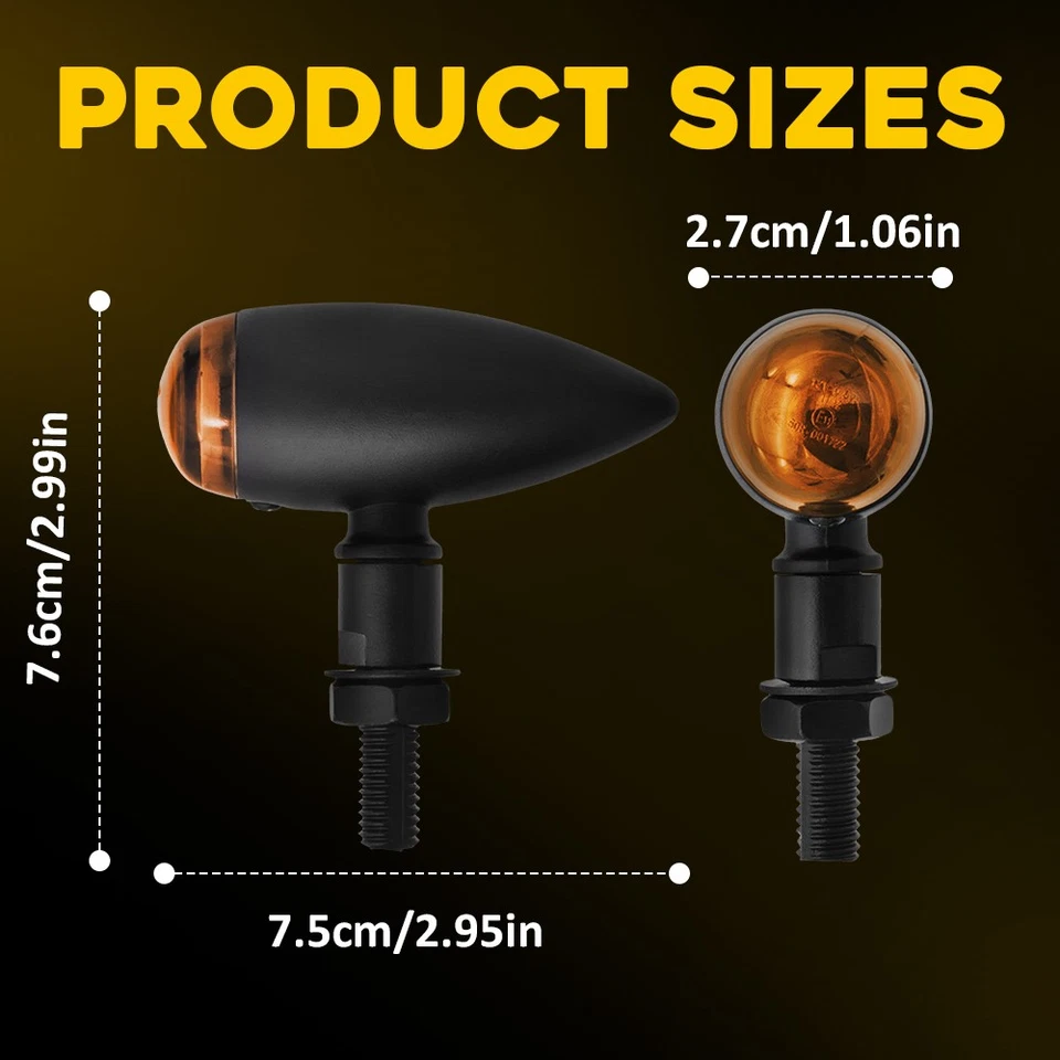 2X Luces de señal de giro para motocicleta Mini bala intermitente lente ámbar luz indicadora Foto 2 de 4