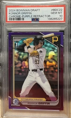 2024 Konnor Griffin 1st Bowman Chrome Draft Purple Refractor BDC-22 /250 PSA 10