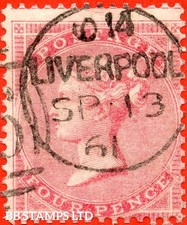 SG. 66. J51 (1). 4d Rose Carmine.  A fine " 13th September 1861 LIVERPOOL B79957